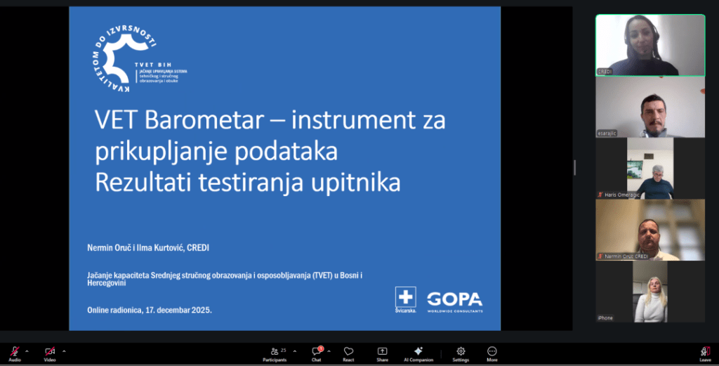 Održana online radionica za škole: Jačanje kapaciteta školskog osoblja za donošenje politika zasnovanih na dokazima u stručnom obrazovanju 1 Bez naslova
